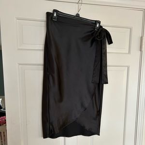 Black satin wrap skirt